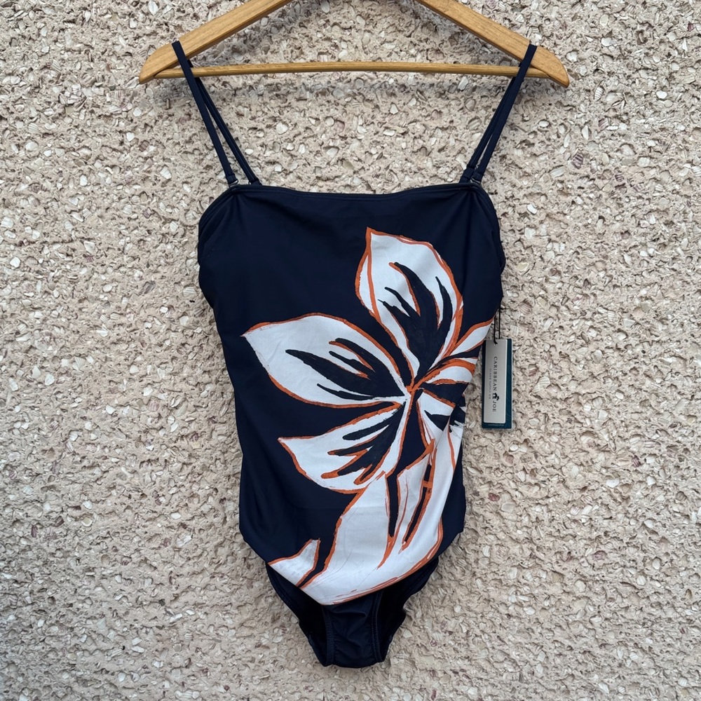 Caribbean Joe Floral One Piece Swimsuit NWT